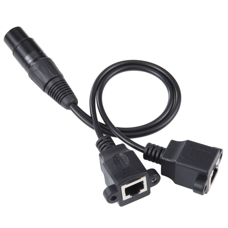 3-pin XLR Female to 2 x RJ45 Female Ethernet LAN Network Extension Cable, Cable Length: 30cm(Black) by buy2fix