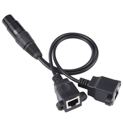 3-pin XLR Female to 2 x RJ45 Female Ethernet LAN Network Extension Cable, Cable Length: 30cm(Black) by buy2fix