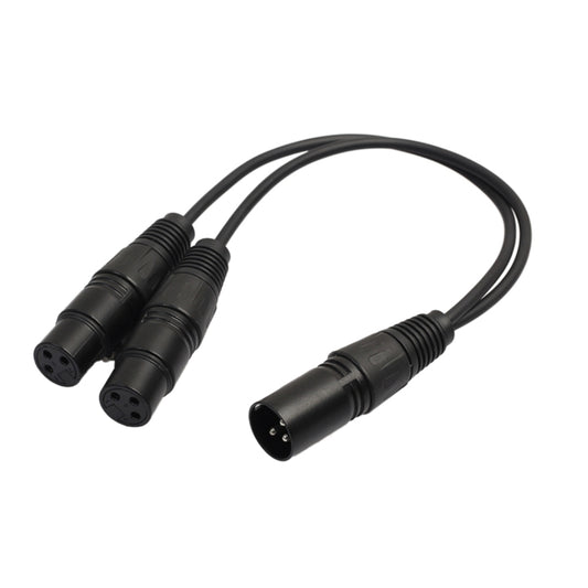 30cm 3 Pin XLR CANNON 1 Male to 2 Female Audio Connector Adapter Cable for Microphone / Audio Equipment(Black) by buy2fix