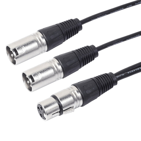 30cm 3 Pin XLR CANNON 1 Female to 2 Male Audio Connector Adapter Cable for Microphone / Audio Equipment by buy2fix