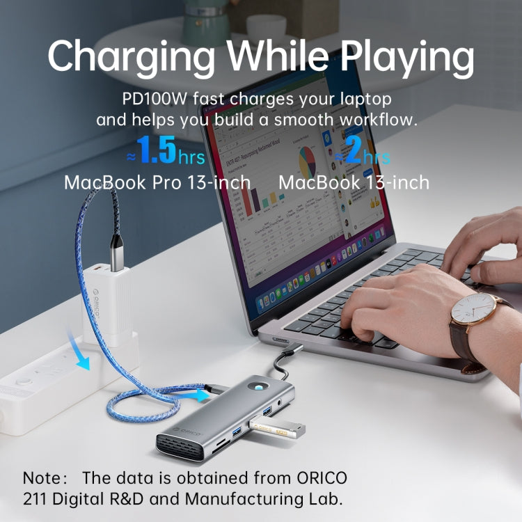 ORICO PW11-9P Type-C / USB-C 8-in-1 5Gbps Multifunction Docking Station(Silver) - Computer & Networking by ORICO | Online Shopping UK | buy2fix