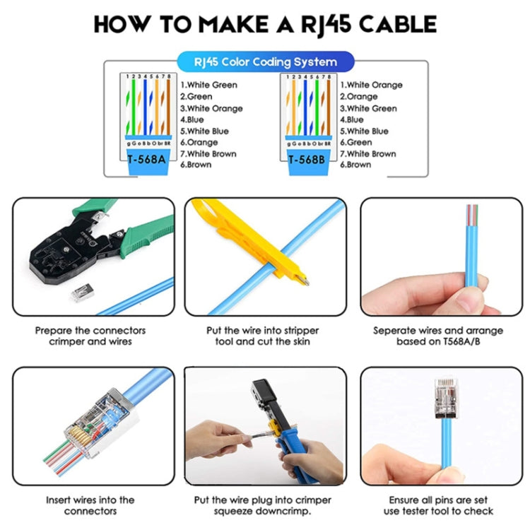 100pcs Cat6e Shielded Pass Through RJ45 Connector Modular Plug -  by buy2fix | Online Shopping UK | buy2fix