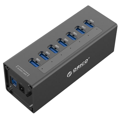 ORICO A3H7 Aluminum High Speed 7 Ports USB 3.0 HUB with 12V/2.5A Power Supply for Laptops(Black) - USB 3.0 HUB by ORICO | Online Shopping UK | buy2fix