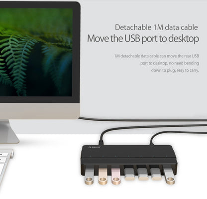 ORICO H7928-U3 ABS Material Desktop 7 Ports USB 3.0 HUB with 1m Cable(Black) -  by ORICO | Online Shopping UK | buy2fix