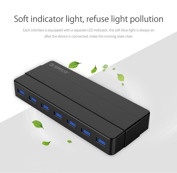 ORICO H7928-U3 ABS Material Desktop 7 Ports USB 3.0 HUB with 1m Cable(Black) -  by ORICO | Online Shopping UK | buy2fix