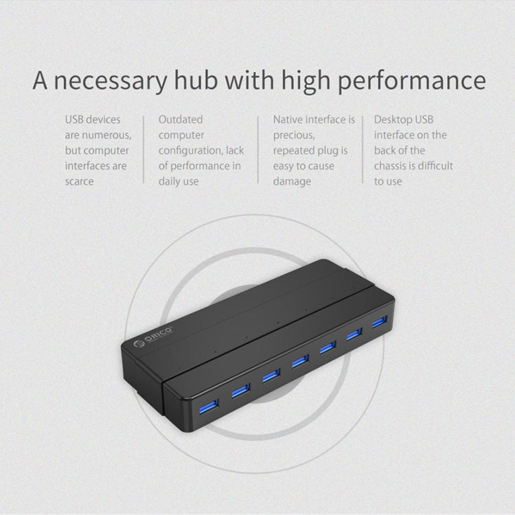 ORICO H7928-U3 ABS Material Desktop 7 Ports USB 3.0 HUB with 1m Cable(Black) -  by ORICO | Online Shopping UK | buy2fix