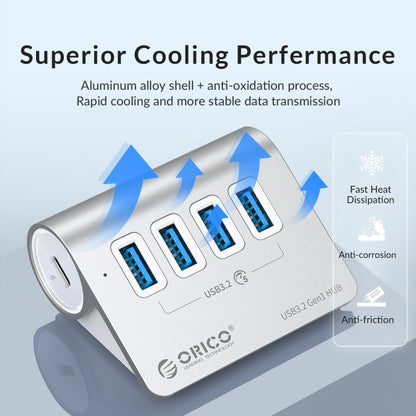 ORICO M3UT3 3-port USB 3.2 HUB with Card Reader (Silver) -  by ORICO | Online Shopping UK | buy2fix