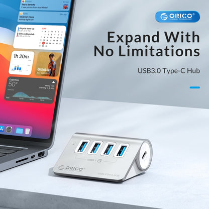 ORICO M3U4 Aluminum Alloy 4-Port USB 3.2 Gen1 5Gbps HUB (Silver) -  by ORICO | Online Shopping UK | buy2fix