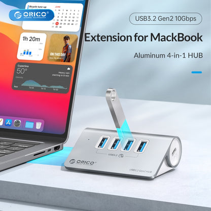 ORICO M3U4 Aluminum Alloy 4-Port USB 3.2 Gen1 10Gbps HUB (Silver) -  by ORICO | Online Shopping UK | buy2fix