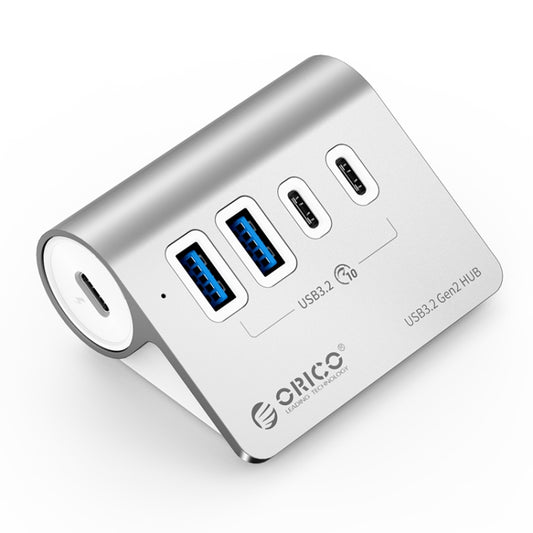 ORICO M3CU2 Aluminum Alloy 4-Port Type-C And USB 3.2 Gen2 10Gbps HUB(Silver) -  by ORICO | Online Shopping UK | buy2fix