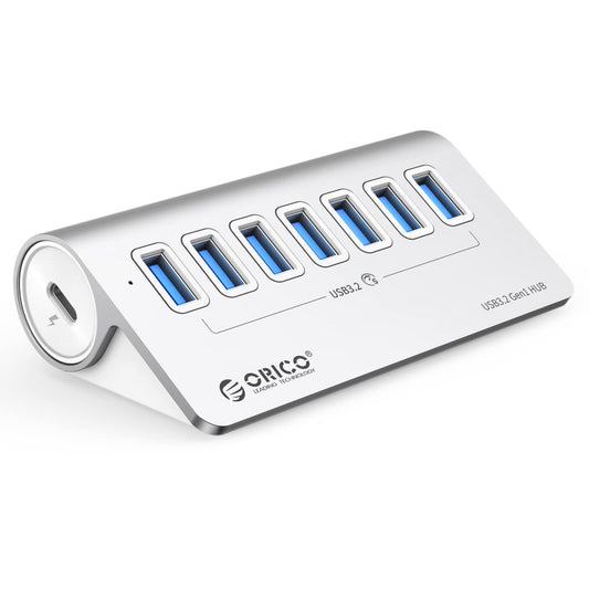 ORICO M3U7 Aluminum Alloy 7-Port USB 3.2 Gen1 5Gbps HUB with 1m Cable(Silver) -  by ORICO | Online Shopping UK | buy2fix