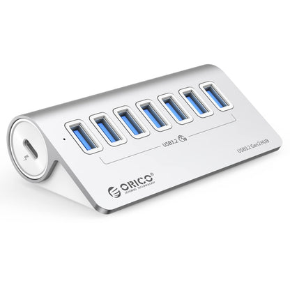 ORICO M3U7-G2 Aluminum Alloy 7-Port USB 3.2 Gen2 10Gbps HUB with 0.5m Cable (Silver) -  by ORICO | Online Shopping UK | buy2fix