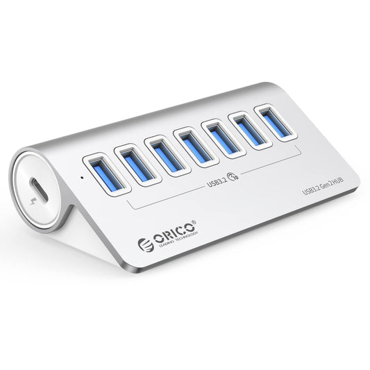 ORICO M3U7-G2 Aluminum Alloy 7-Port USB 3.2 Gen2 10Gbps HUB with 0.5m Cable (Silver) -  by ORICO | Online Shopping UK | buy2fix