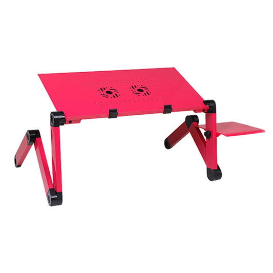 Portable 360 Degree Adjustable Foldable Aluminium Alloy Desk Stand with Double CPU Fans & Mouse Pad for Laptop / Notebook, Desk Size: 480mm x 260mm (Red) by buy2fix
