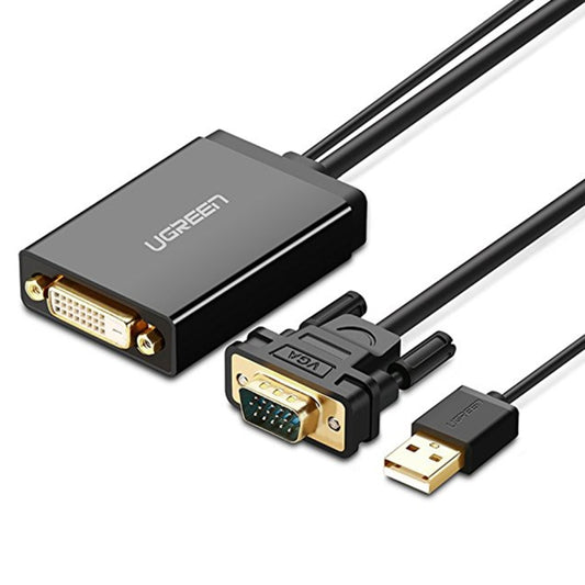 UGREEN MM119 1080P Full HD VGA to DVI (24+1) Male to Female Adapter Cable for Computer, PC, Laptop, HDTV, Projector, DVD Graphics Card and More VGA / DVI Enabled Devices, Cable Length: 50cm by UGREEN