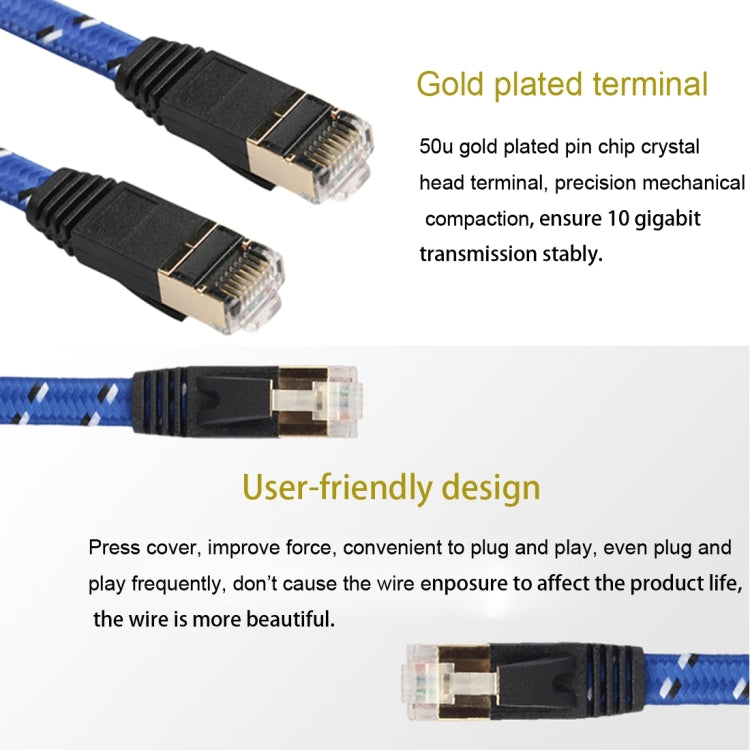 1m Gold Plated CAT-7 10 Gigabit Ethernet Ultra Flat Patch Cable for Modem Router LAN Network, Built with Shielded RJ45 Connector - Lan Cable and Tools by buy2fix | Online Shopping UK | buy2fix