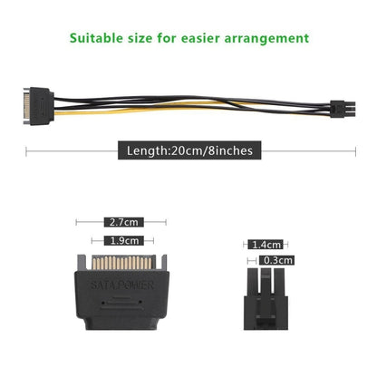 20cm SATA 15 Pin to 6 Pin PCI Express Graphics Video Card Sata Power Cable - Power Supply by buy2fix | Online Shopping UK | buy2fix