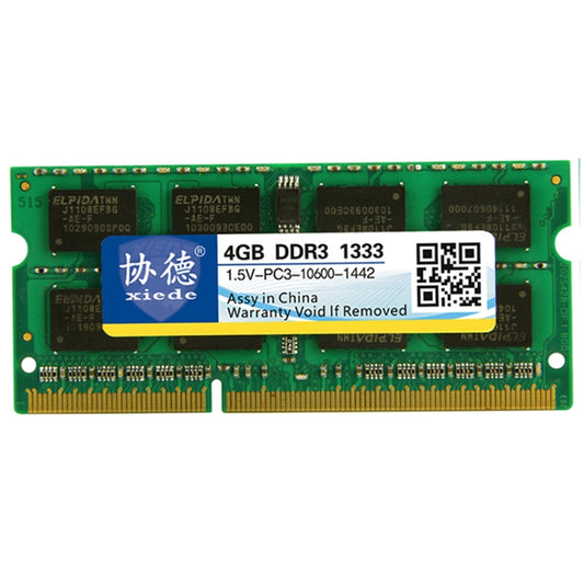 XIEDE X043 DDR3 1333MHz 4GB 1.5V General Full Compatibility Memory RAM Module for Laptop by XIEDE