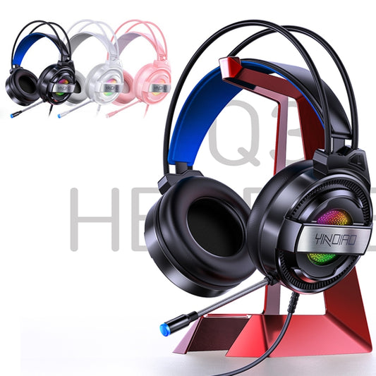 YINDIAO Q3 USB + Dual 3.5mm Wired E-sports Gaming Headset with Mic & RGB Light, Cable Length: 1.67m(White) by YINDIAO