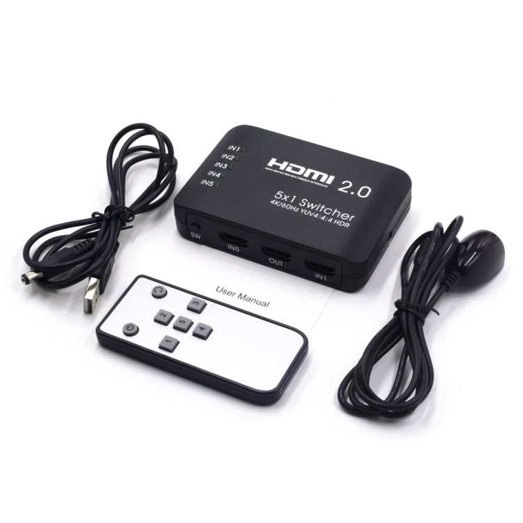 AYS-51V20 HDMI 2.0 5x1 4K Ultra HD Switch Splitter(Black) - Switch by buy2fix | Online Shopping UK | buy2fix