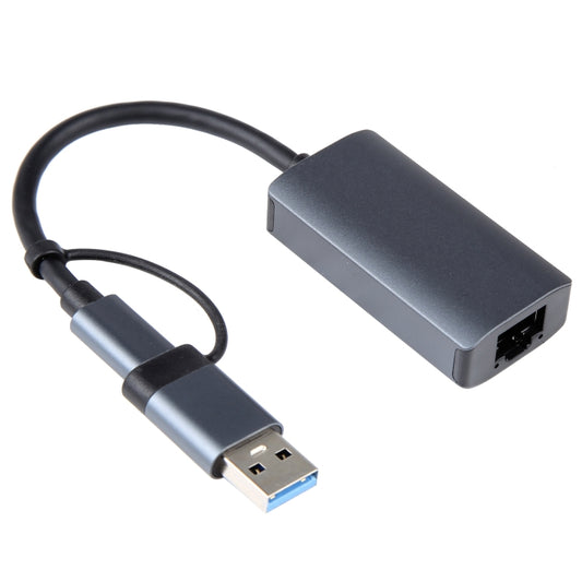 BYL-2207TU 2 in 1 USB + Type-C to RJ45 Docking Station HUB Adapter by buy2fix