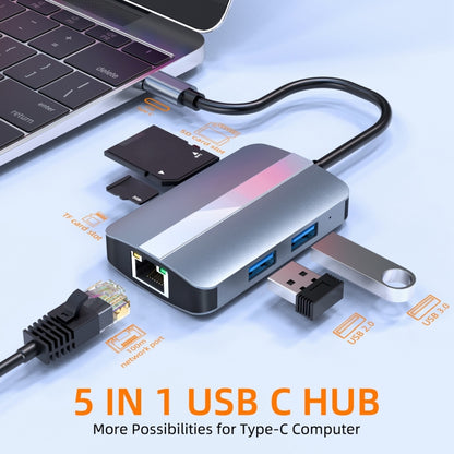 BYL-2112 5 in 1 USB-C / Type-C to USB Multifunctional Docking Station HUB Adapter - Computer & Networking by buy2fix | Online Shopping UK | buy2fix