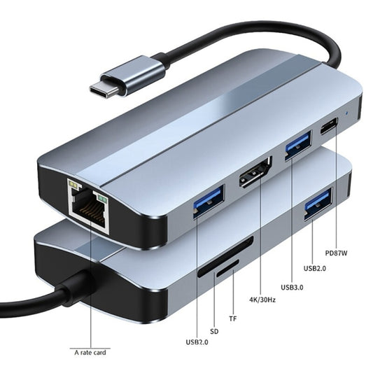 BYL-2205 8 in 1 USB-C / Type-C to USB Multifunctional Docking Station HUB Adapter by buy2fix
