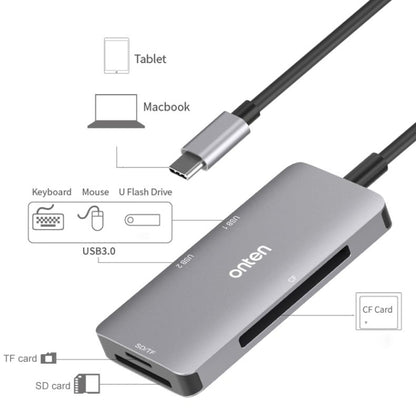 Onten 91882 5 In 1 USB3.0 x3 + SD + TF + CF Type-C / USB-C OTG Multi-function Card Reader - Computer & Networking by Onten | Online Shopping UK | buy2fix