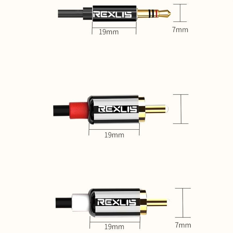 REXLIS 3635 3.5mm Male to Dual RCA Gold-plated Plug Black Cotton Braided Audio Cable for RCA Input Interface Active Speaker, Length: 0.5m - RCA Cable by REXLIS | Online Shopping UK | buy2fix