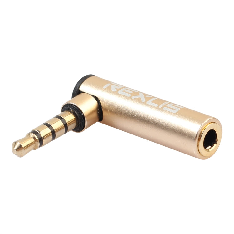 REXLIS BK3567 3.5mm Male + 3.5mm Female L-shaped 90 Degree Elbow Gold-plated Plug Gold Audio Interface Extension Adapter for 3.5mm Interface Devices, Support Earphones with Microphone - Audio Adapter by REXLIS | Online Shopping UK | buy2fix