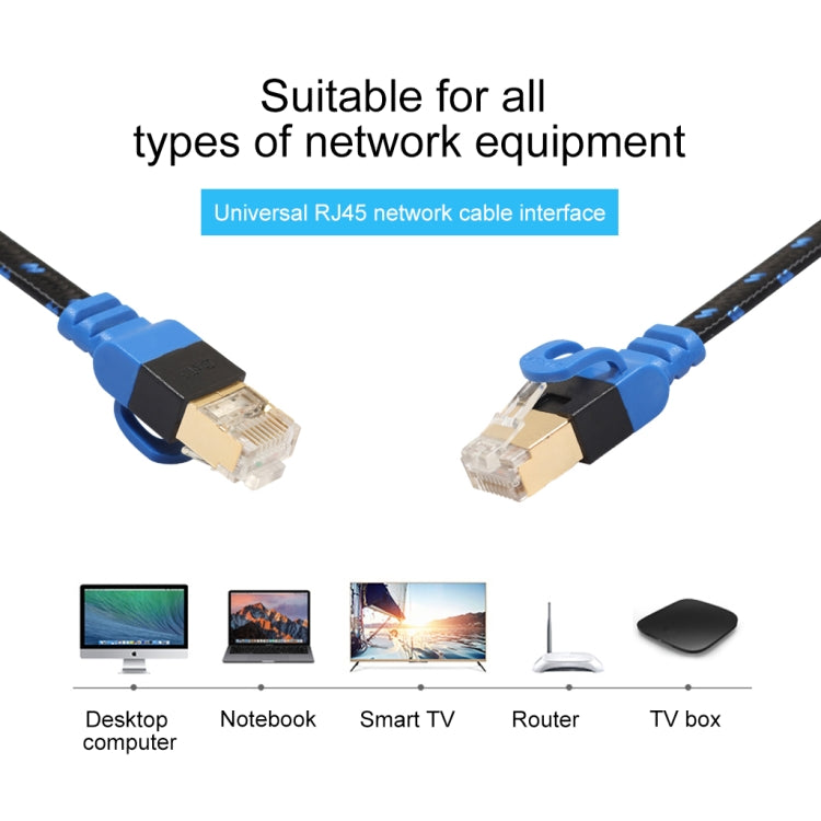 REXLIS CAT7-2 Gold-plated CAT7 Flat Ethernet 10 Gigabit Two-color Braided Network LAN Cable for Modem Router LAN Network, with Shielded RJ45 Connectors, Length: 1m - Lan Cable and Tools by REXLIS | Online Shopping UK | buy2fix