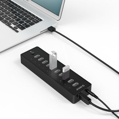 ORICO P10-U2 10 Ports USB 2.0 HUB with LED Power Indicator & 1m USB Cable(Black) - USB 2.0 HUB by ORICO | Online Shopping UK | buy2fix