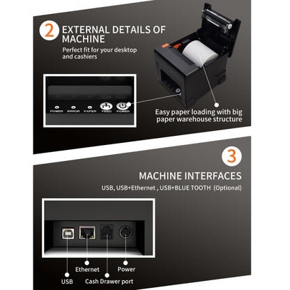 ZJ-8360 II USB and LAN Inferface Auto-cutter 80mm Thermal Receipt Printer(US Plug) - Consumer Electronics by buy2fix | Online Shopping UK | buy2fix