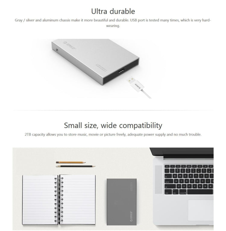 ORICO 2518S3 USB3.0 External Hard Disk Box Storage Case for 7mm & 9.5mm 2.5 inch SATA HDD / SSD (Silver) - Computer & Networking by ORICO | Online Shopping UK | buy2fix