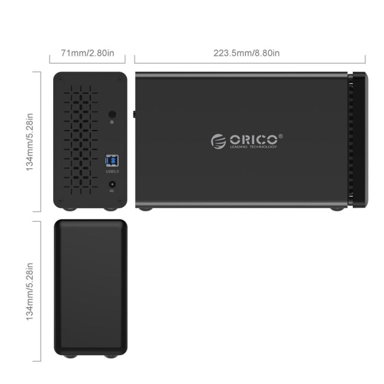 ORICO NS200-RU3 2-bay USB 3.0 Type-B to SATA External Hard Disk Box Storage Case Hard Drive Dock with Raid for 3.5 inch SATA HDD, Support UASP Protocol -  by ORICO | Online Shopping UK | buy2fix