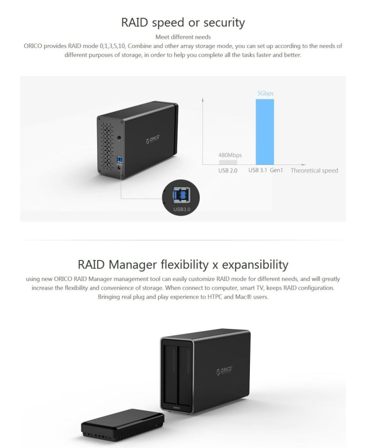 ORICO NS200-U3 2-bay USB 3.0 Type-B to SATA External Hard Disk Box Storage Case Hard Drive Dock for 3.5 inch SATA HDD, Support UASP Protocol - Computer & Networking by ORICO | Online Shopping UK | buy2fix