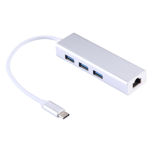 Aluminum Shell 3 USB3.0 Ports HUB + USB-C / Type-C Gigabit Ethernet Adapter by buy2fix