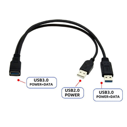 2 in 1 USB 3.0 Female to USB 2.0 + USB 3.0 Male Cable for Computer / Laptop, Length: 29cm -  by buy2fix | Online Shopping UK | buy2fix