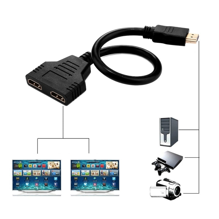 30cm HDMI Male to Dual HDMI Female 1.4 Version Cable Connector Adapter -  by buy2fix | Online Shopping UK | buy2fix