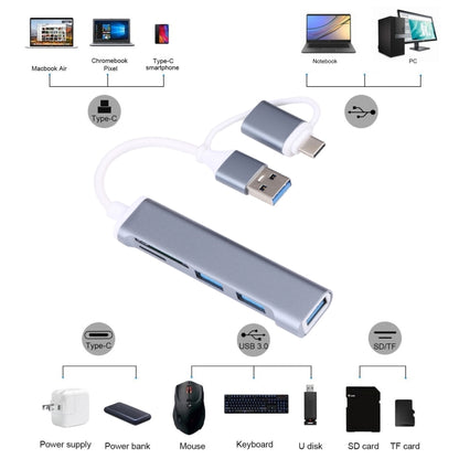 A-807 5 in 1 USB 3.0 and Type-C / USB-C to USB 3.0 HUB Adapter Card Reader - Computer & Networking by buy2fix | Online Shopping UK | buy2fix