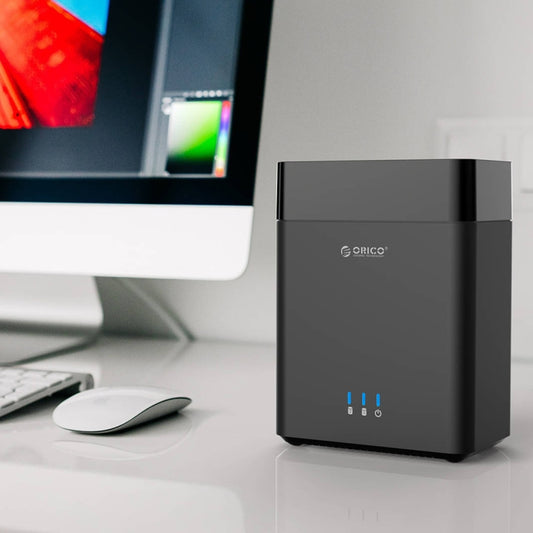 ORICO DS200C3 3.5 inch 2 Bay Magnetic-type USB-C / Type-C Hard Drive Enclosure with Blue LED Indicator(Black) - HDD Enclosure by ORICO | Online Shopping UK | buy2fix
