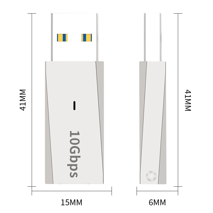 ADS-613 USB 3.1 Male to USB-C / Type-C Female Adapter (Silver) - Type-C Adapter by buy2fix | Online Shopping UK | buy2fix