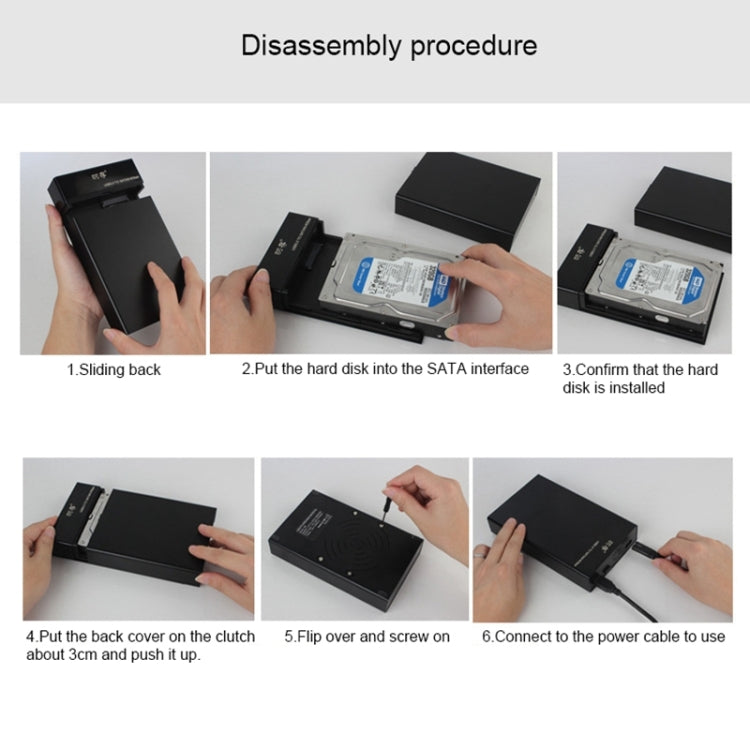 Universal SATA 2.5 / 3.5 inch USB3.0 Interface External Solid State Drive Enclosure for Laptops / Desktop Computers, The Maximum Support Capacity: 10TB by buy2fix