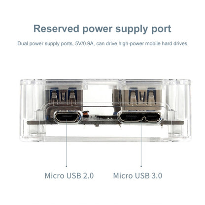 USB2.0 4 in 1 Multifunctional Desktop Square Transparent HUB - USB HUB by buy2fix | Online Shopping UK | buy2fix