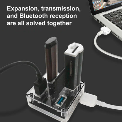 USB2.0 4 in 1 Multifunctional Desktop Square Transparent HUB - USB HUB by buy2fix | Online Shopping UK | buy2fix