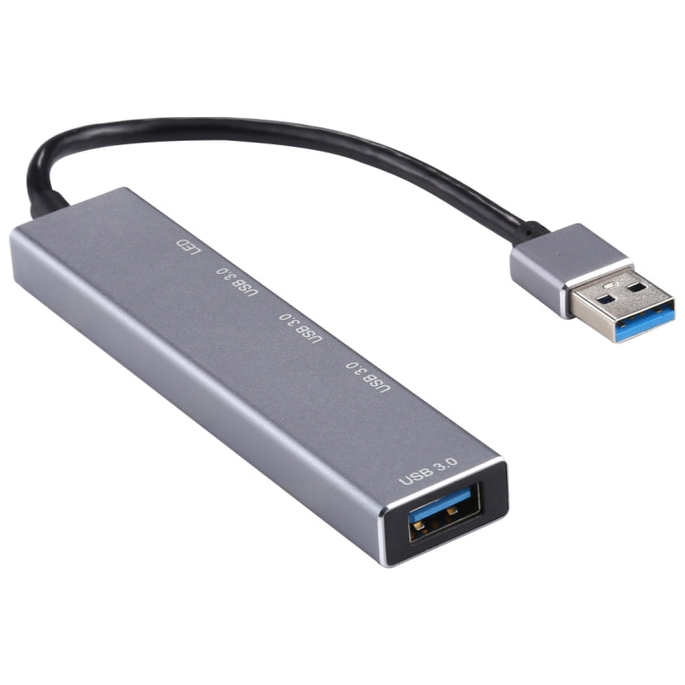 3019 4 x USB 3.0 to USB 3.0 Aluminum Alloy HUB Adapter with LED Indicator (Silver Grey) - Computer & Networking by buy2fix | Online Shopping UK | buy2fix