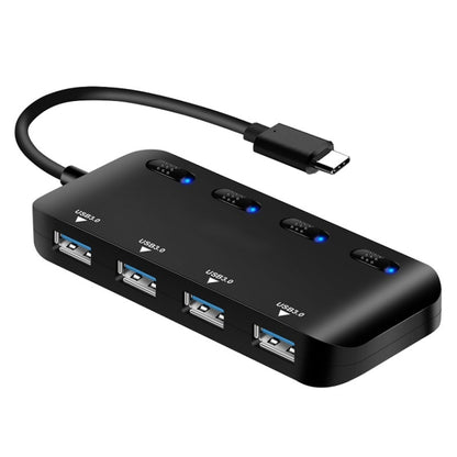 High Speed 4 x USB 3.0 to USB-C / Type-C HUB with Switch (Black) - Computer & Networking by buy2fix | Online Shopping UK | buy2fix