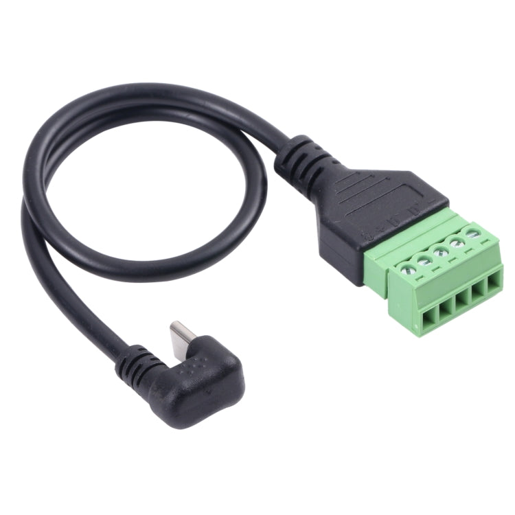 U-shaped Elbow USB-C / Type-C Male to 5 Pin Green Pluggable Terminal Solder-free Connector Cable - Computer & Networking by buy2fix | Online Shopping UK | buy2fix