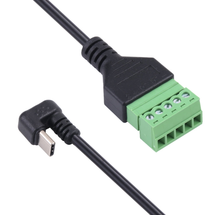 U-shaped Elbow USB-C / Type-C Male to 5 Pin Green Pluggable Terminal Solder-free Connector Cable - Computer & Networking by buy2fix | Online Shopping UK | buy2fix