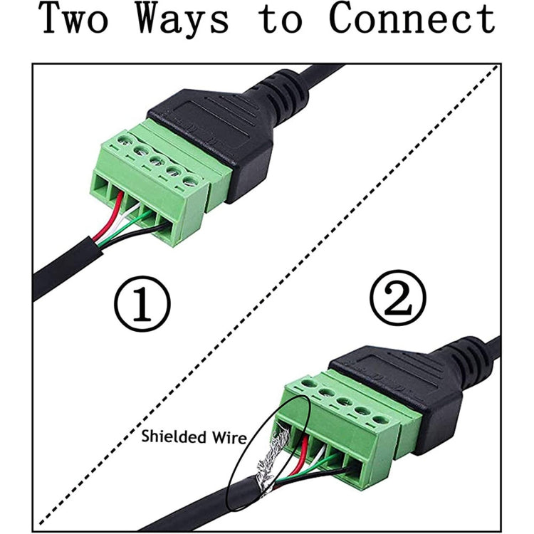 U-shaped Elbow USB-C / Type-C Male to 5 Pin Green Pluggable Terminal Solder-free Connector Cable - Computer & Networking by buy2fix | Online Shopping UK | buy2fix